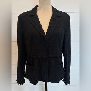 Cabi Black Eyelet Flamenco Blazer Jacket Cottagecore Women’s Size 12
